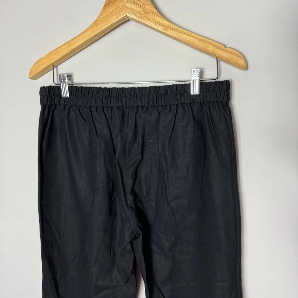NEW J. Crew Linen Blend Black Pom Pom Trimmed Pants Size 8